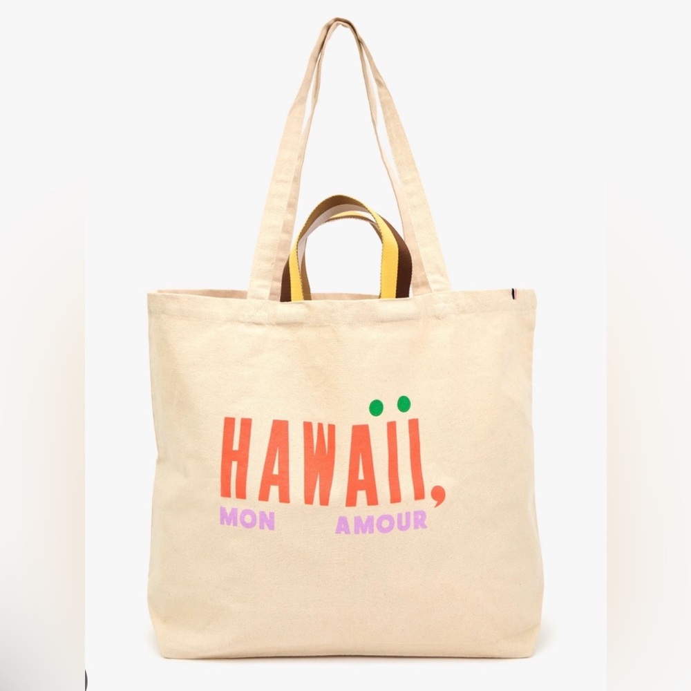 NWT Clare V x Kona Village jumbo canvas tote bag, Hawaii Mon Amour